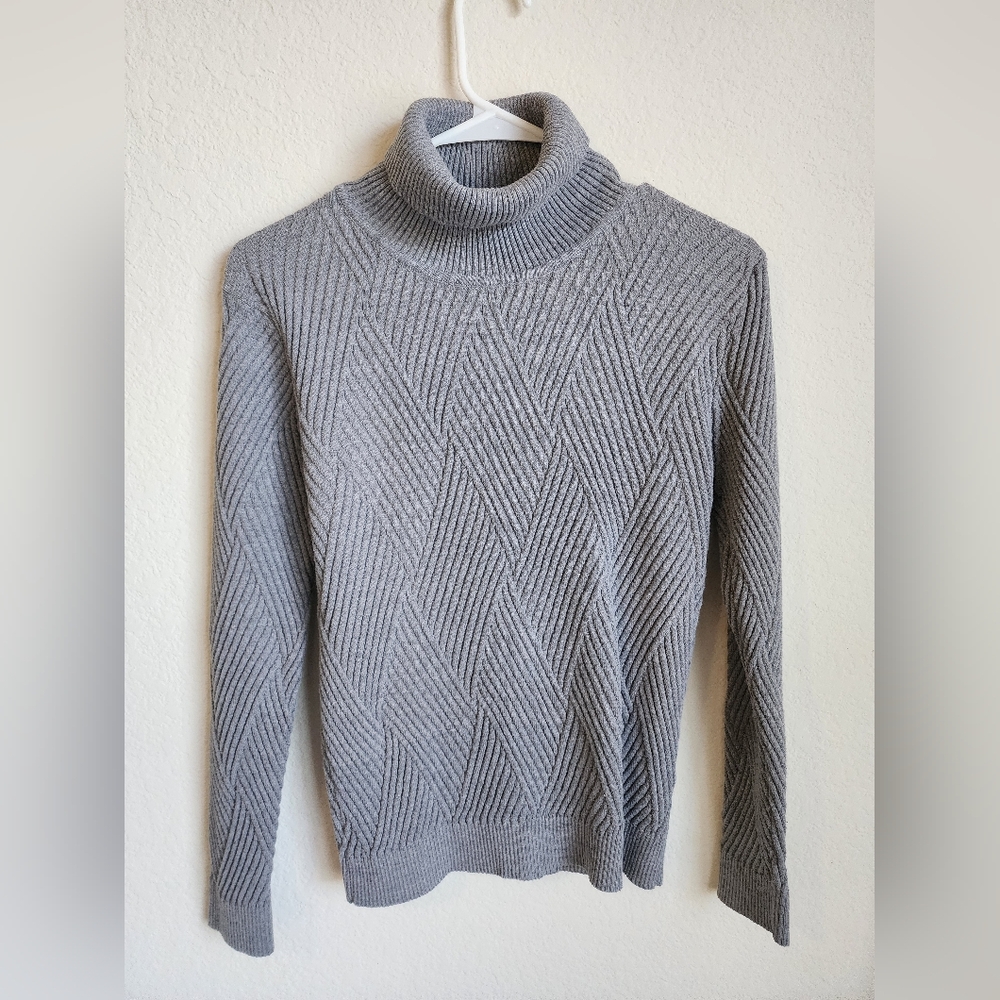 Neck Knitted Sweater With Geometric Print size S color gray